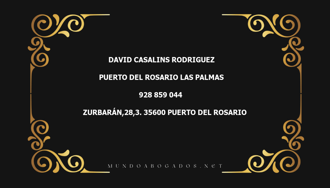 abogado David Casalins Rodriguez en la localidad de Puerto del Rosario