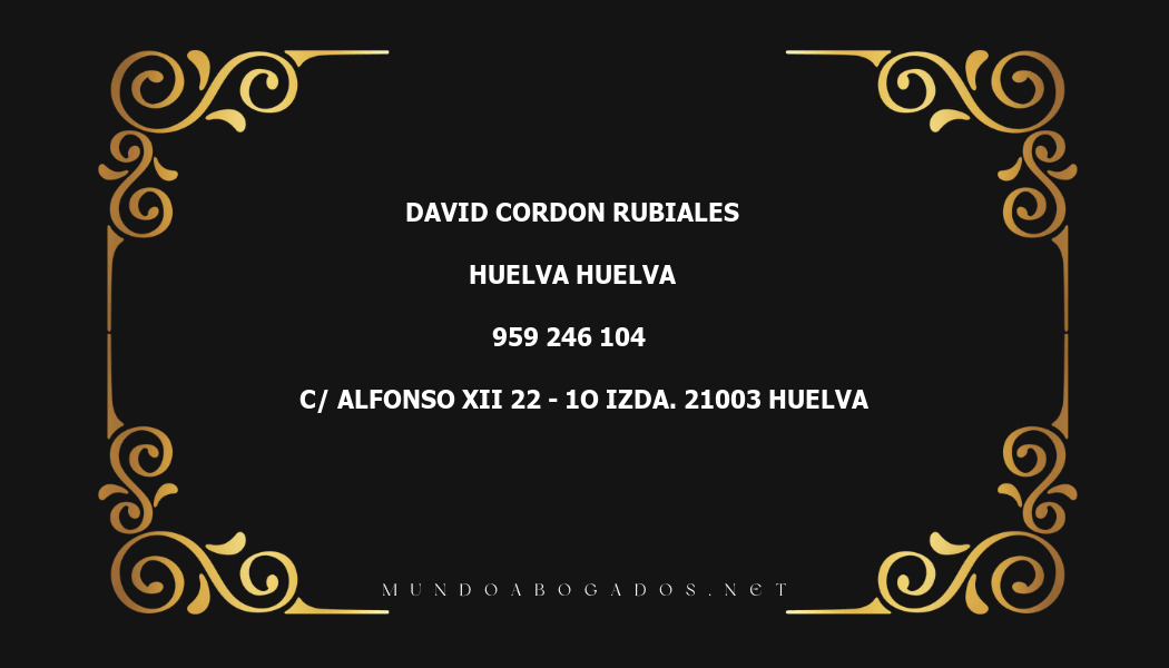 abogado David Cordon Rubiales en la localidad de Huelva