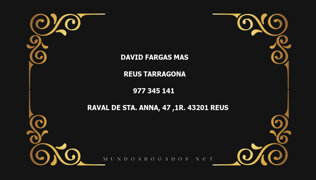 abogado David Fargas Mas en la localidad de Reus