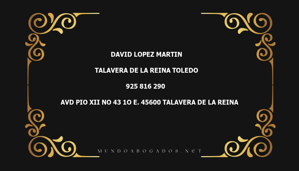 abogado David Lopez Martin en la localidad de Talavera de la Reina