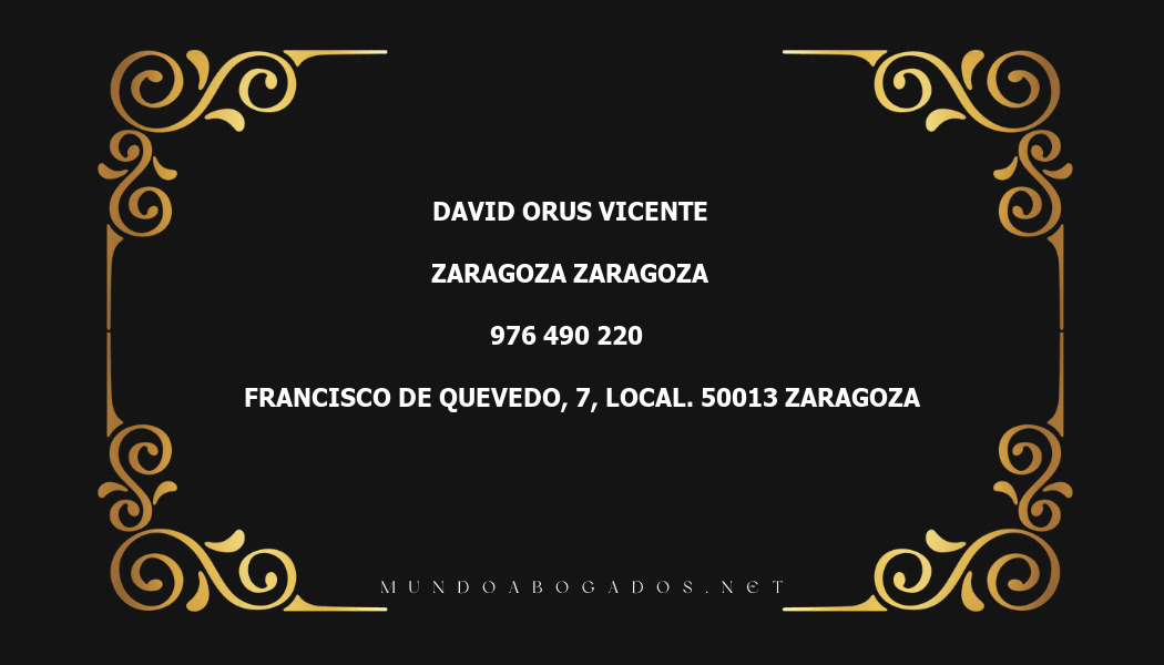 abogado David Orus Vicente en la localidad de Zaragoza