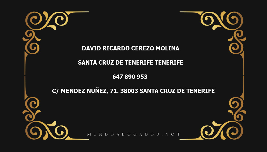 abogado David Ricardo Cerezo Molina en la localidad de Santa Cruz de Tenerife