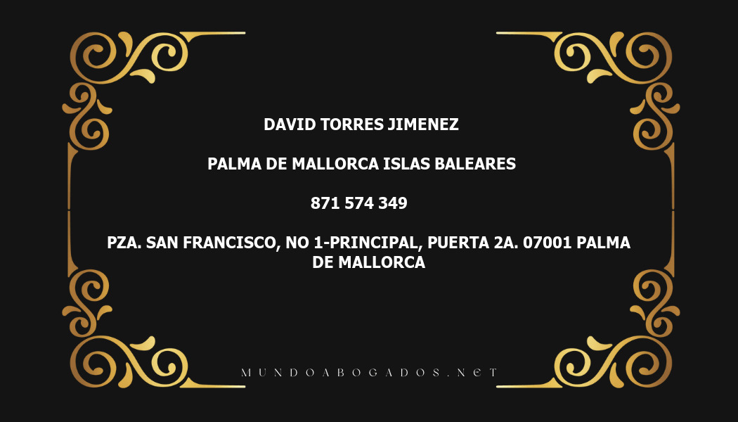 abogado David Torres Jimenez en la localidad de Palma de Mallorca