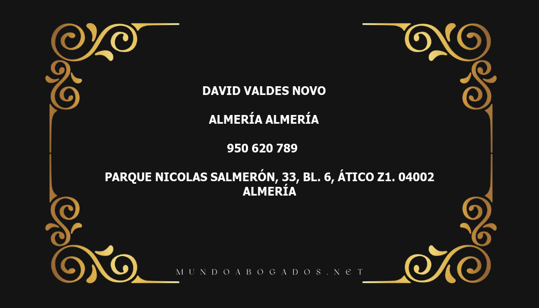 abogado David Valdes Novo en la localidad de Almería