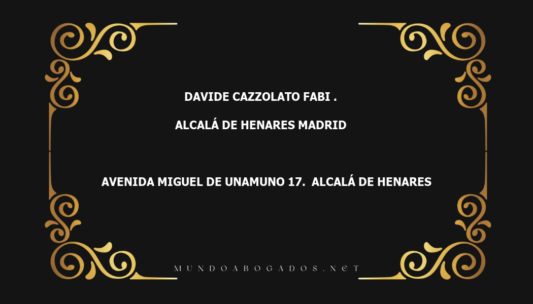 abogado Davide Cazzolato Fabi . en la localidad de Alcalá de Henares