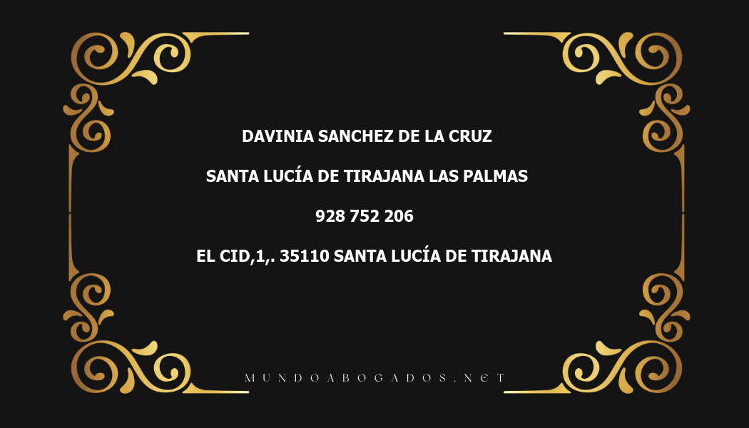 abogado Davinia Sanchez De La Cruz en la localidad de Santa Lucía de Tirajana