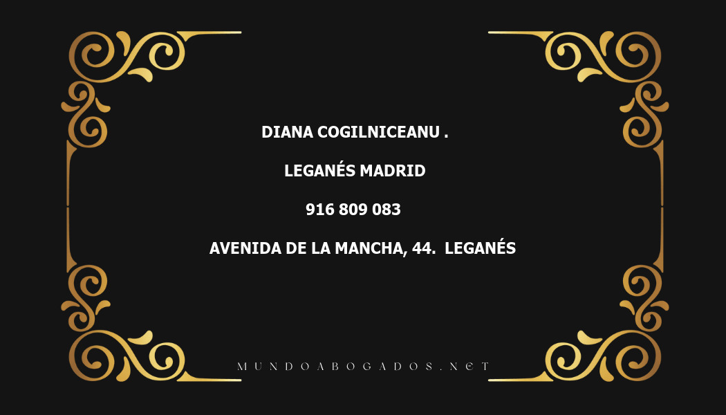 abogado Diana Cogilniceanu . en la localidad de Leganés