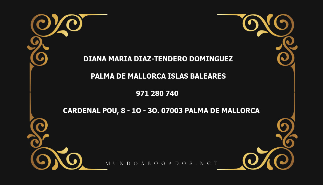 abogado Diana Maria Diaz-Tendero Dominguez en la localidad de Palma de Mallorca