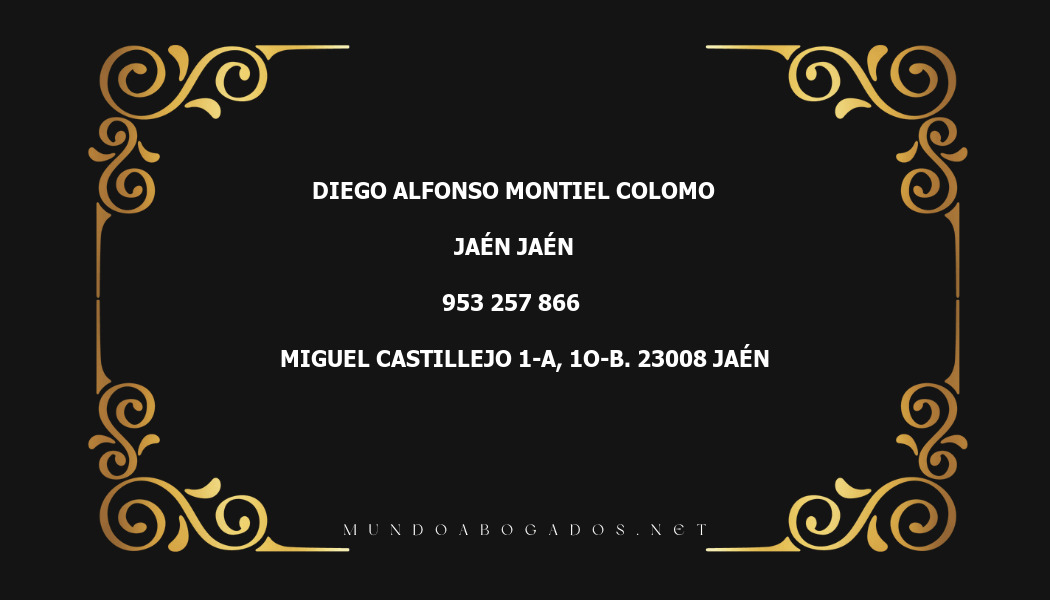 abogado Diego Alfonso Montiel Colomo en la localidad de Jaén