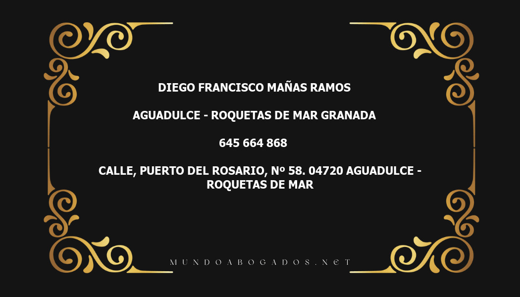 abogado Diego Francisco Mañas Ramos en la localidad de Aguadulce - Roquetas de mar