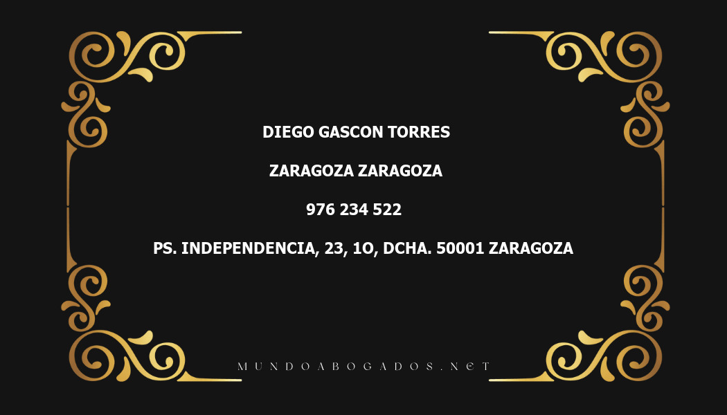 abogado Diego Gascon Torres en la localidad de Zaragoza