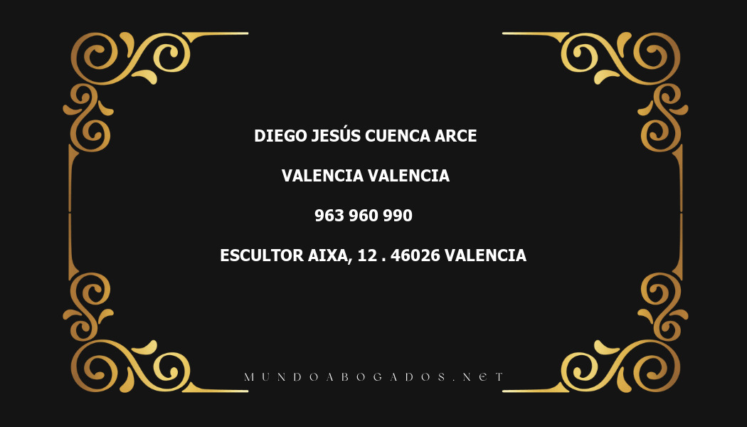 abogado Diego Jesús Cuenca Arce en la localidad de Valencia