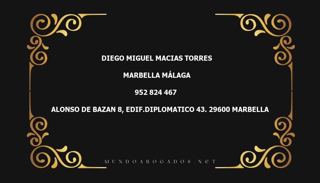 abogado Diego Miguel Macias Torres en la localidad de Marbella