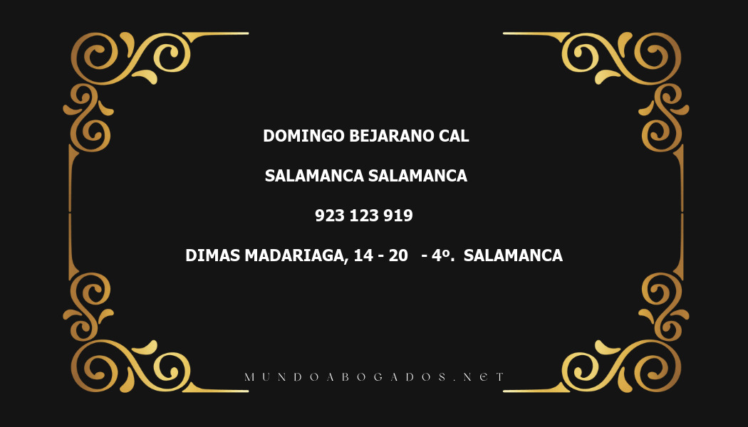 abogado Domingo Bejarano Cal en la localidad de Salamanca