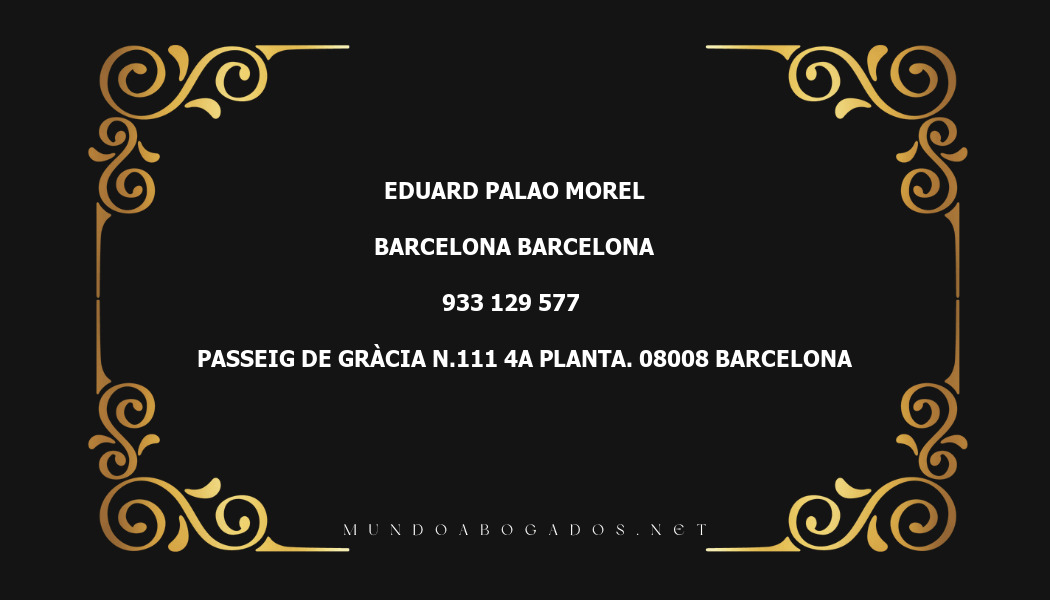 abogado Eduard Palao Morel en la localidad de Barcelona