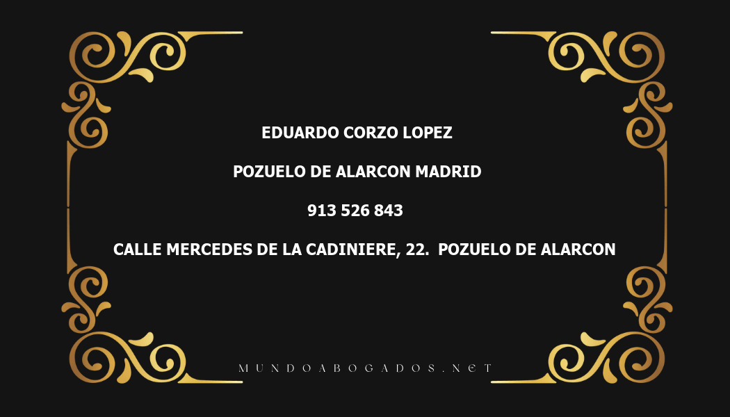 abogado Eduardo Corzo Lopez en la localidad de Pozuelo de Alarcon