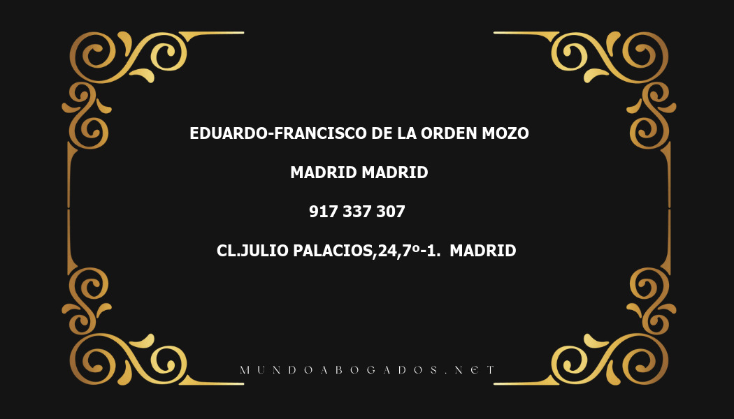 abogado Eduardo-Francisco De La Orden Mozo en la localidad de Madrid