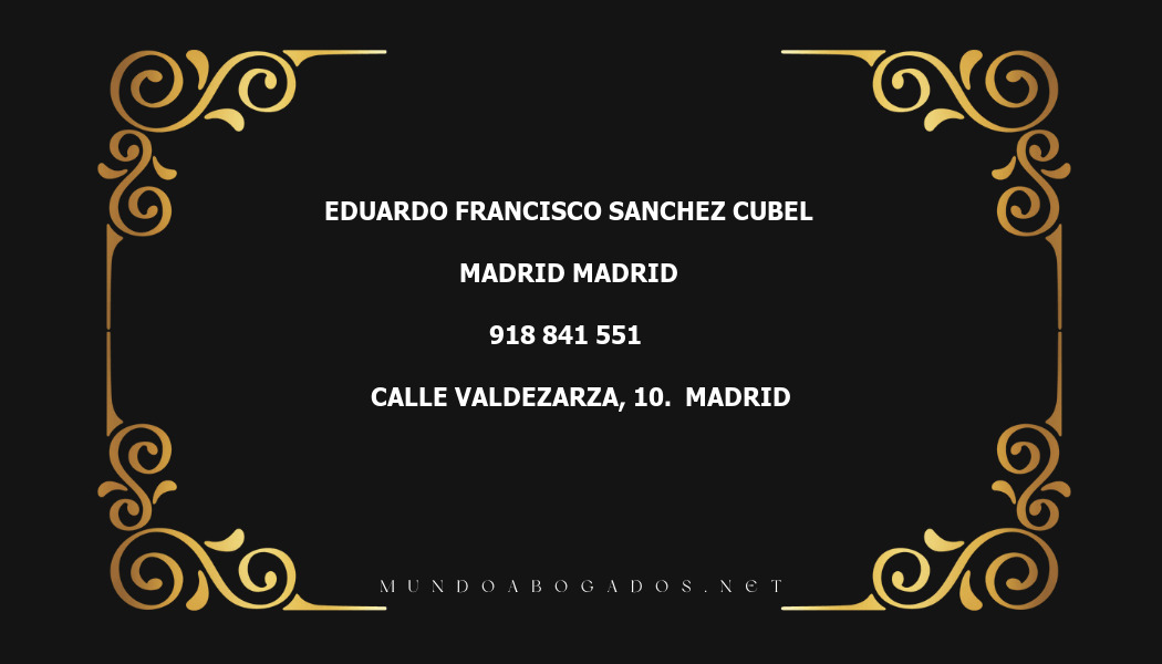 abogado Eduardo Francisco Sanchez Cubel en la localidad de Madrid