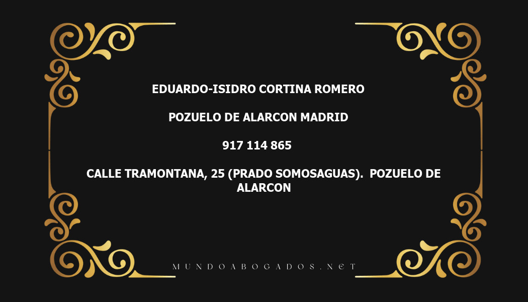 abogado Eduardo-Isidro Cortina Romero en la localidad de Pozuelo de Alarcon