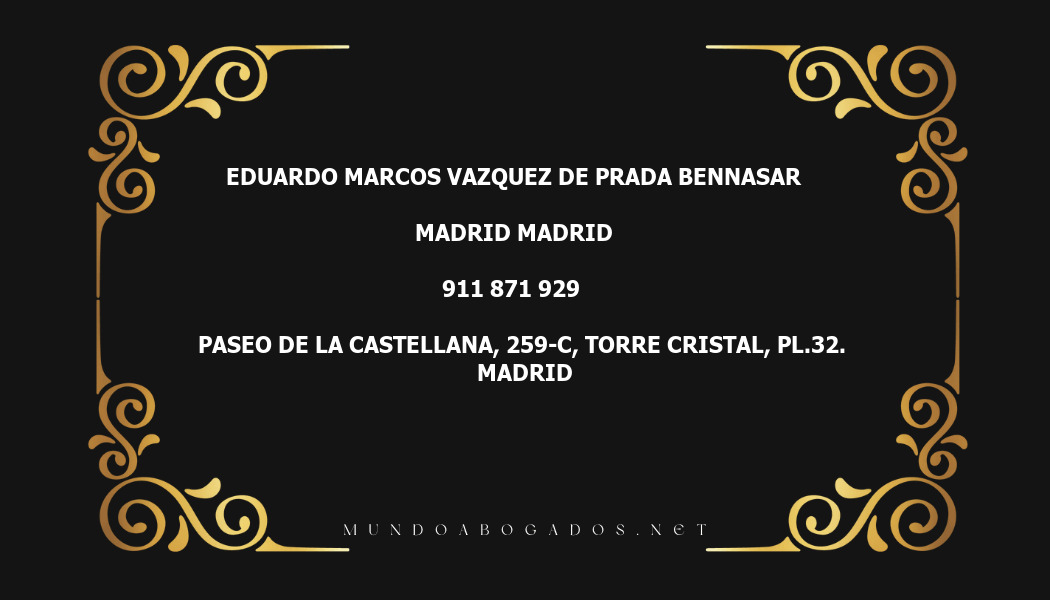 abogado Eduardo Marcos Vazquez De Prada Bennasar en la localidad de Madrid