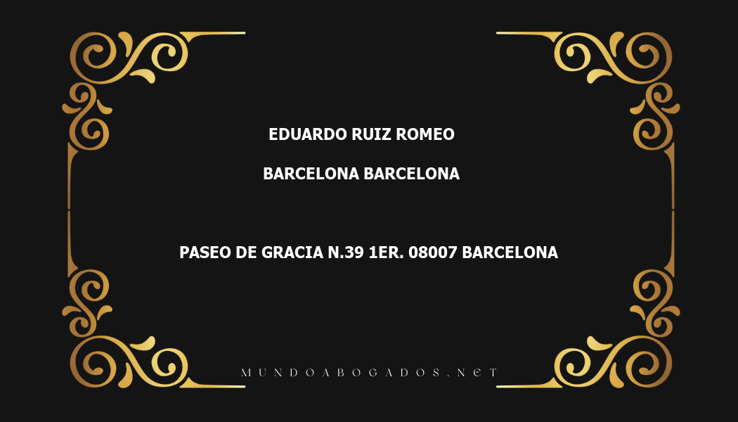 abogado Eduardo Ruiz Romeo en la localidad de Barcelona