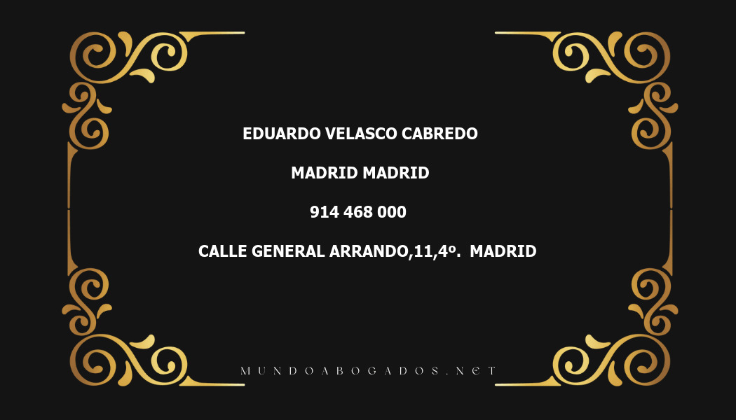 abogado Eduardo Velasco Cabredo en la localidad de Madrid