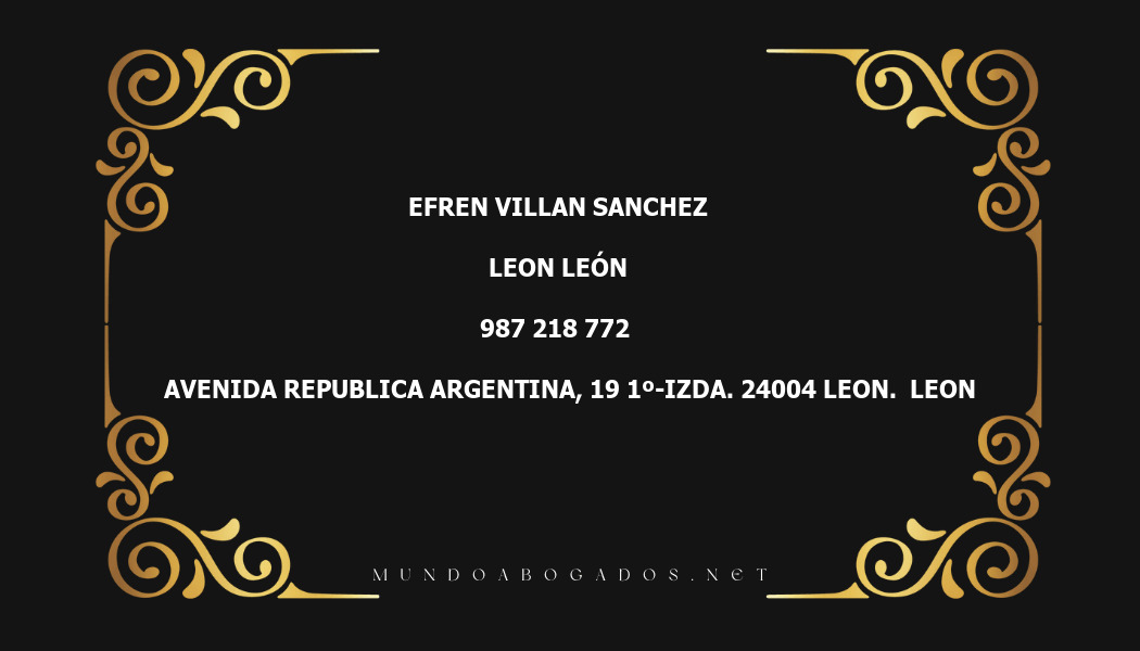 abogado Efren Villan Sanchez en la localidad de Leon