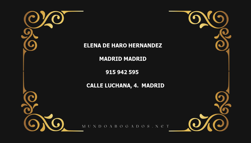 abogado Elena De Haro Hernandez en la localidad de Madrid