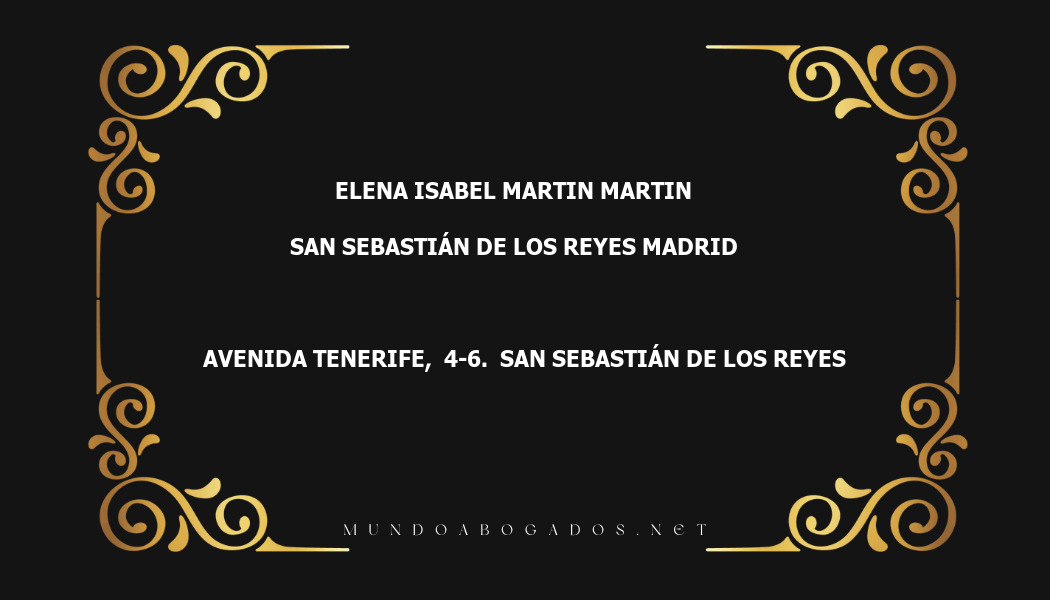 abogado Elena Isabel Martin Martin en la localidad de San Sebastián de los Reyes