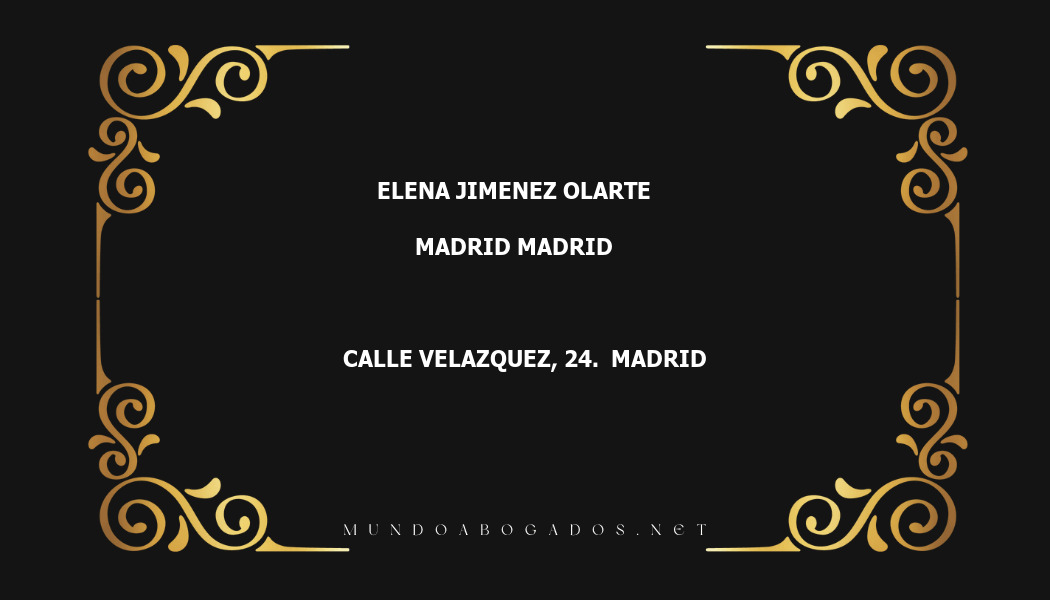 abogado Elena Jimenez Olarte en la localidad de Madrid