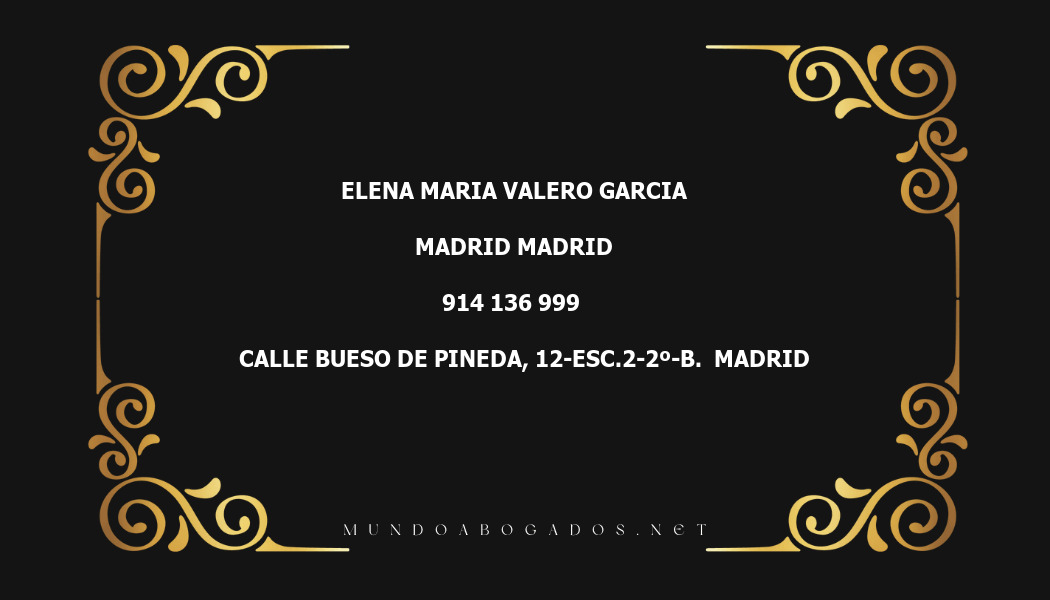 abogado Elena Maria Valero Garcia en la localidad de Madrid