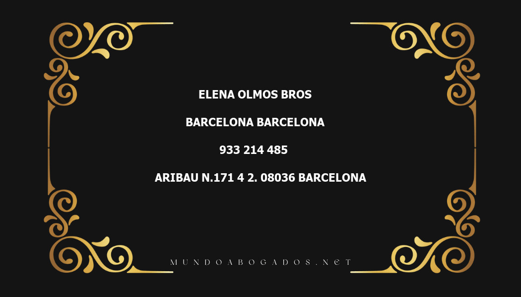 abogado Elena Olmos Bros en la localidad de Barcelona