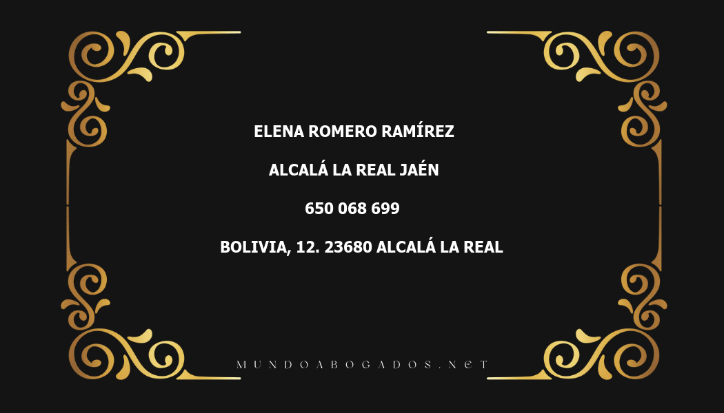 abogado Elena Romero Ramírez en la localidad de Alcalá la Real