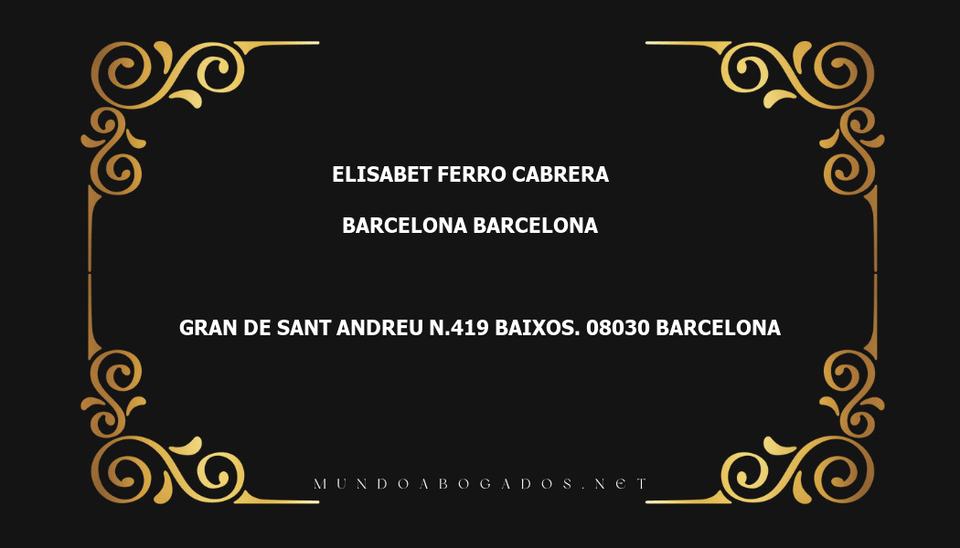 abogado Elisabet Ferro Cabrera en la localidad de Barcelona