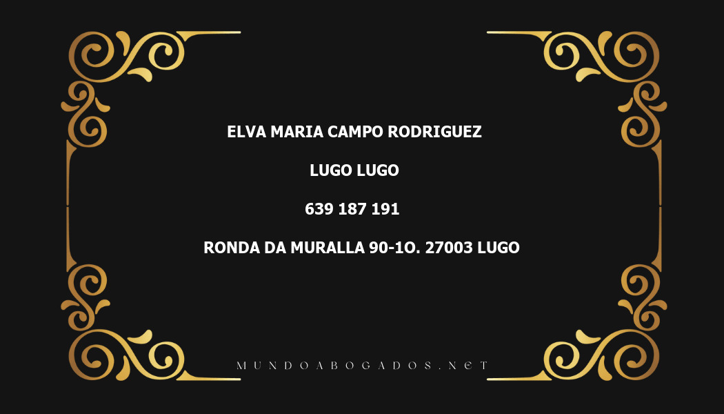 abogado Elva Maria Campo Rodriguez en la localidad de Lugo