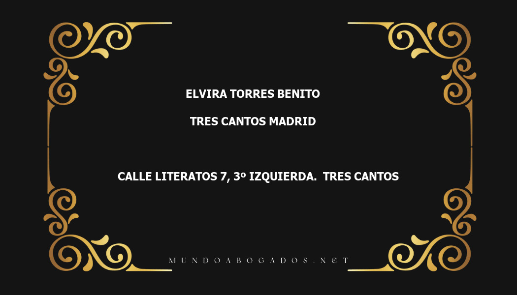 abogado Elvira Torres Benito en la localidad de Tres Cantos