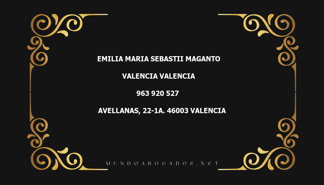 abogado Emilia Maria Sebastii Maganto en la localidad de Valencia