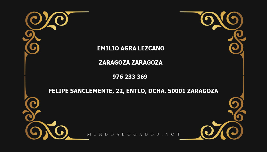 abogado Emilio Agra Lezcano en la localidad de Zaragoza