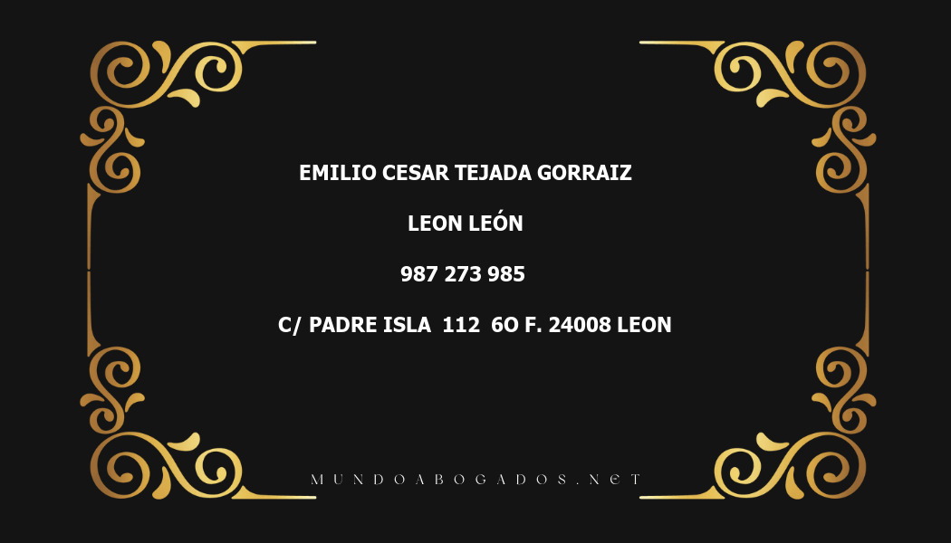 abogado Emilio Cesar Tejada Gorraiz en la localidad de Leon