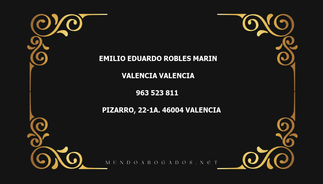 abogado Emilio Eduardo Robles Marin en la localidad de Valencia