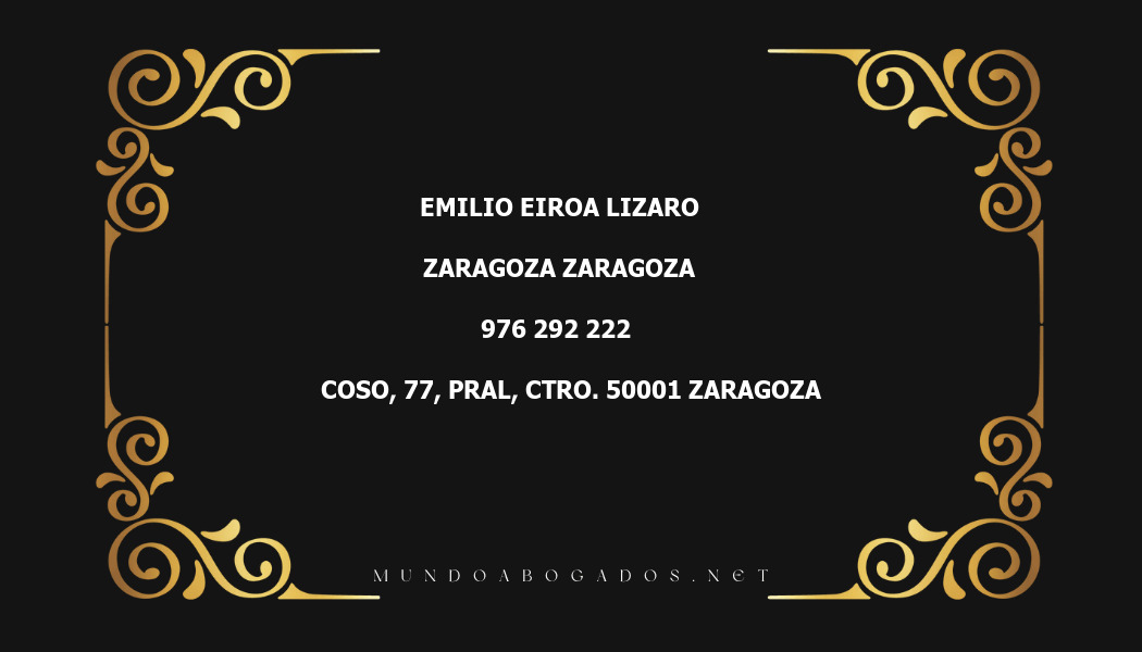 abogado Emilio Eiroa Lizaro en la localidad de Zaragoza