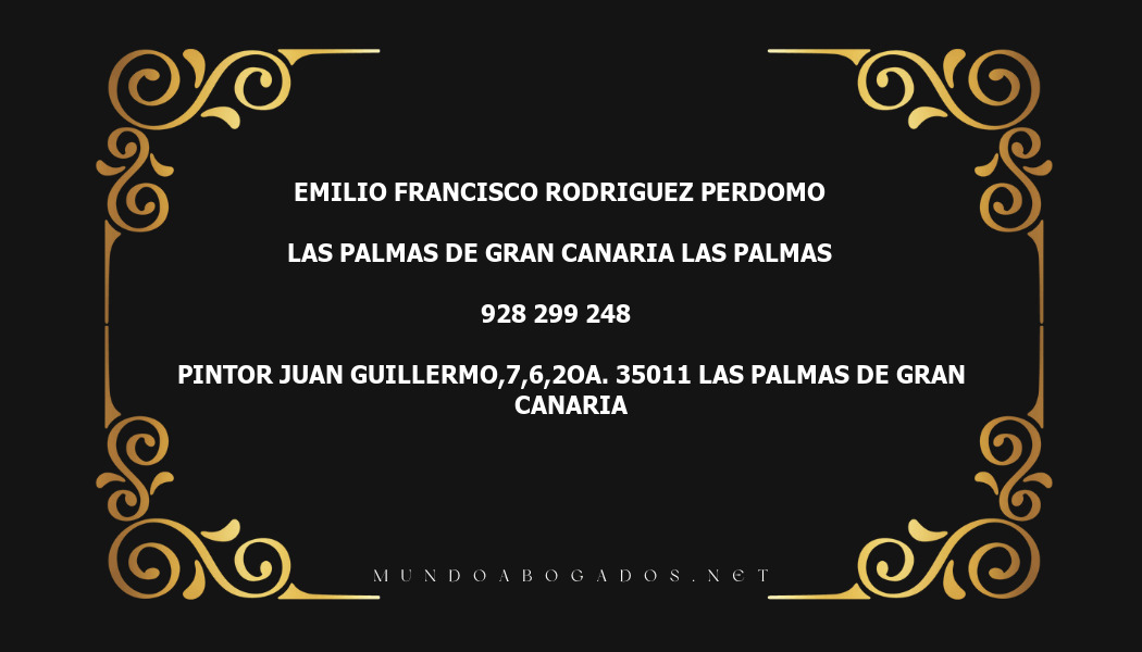 abogado Emilio Francisco Rodriguez Perdomo en la localidad de Las Palmas de Gran Canaria