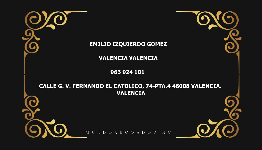 abogado Emilio Izquierdo Gomez en la localidad de Valencia