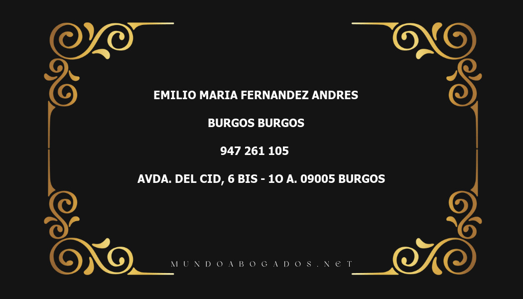 abogado Emilio Maria Fernandez Andres en la localidad de Burgos