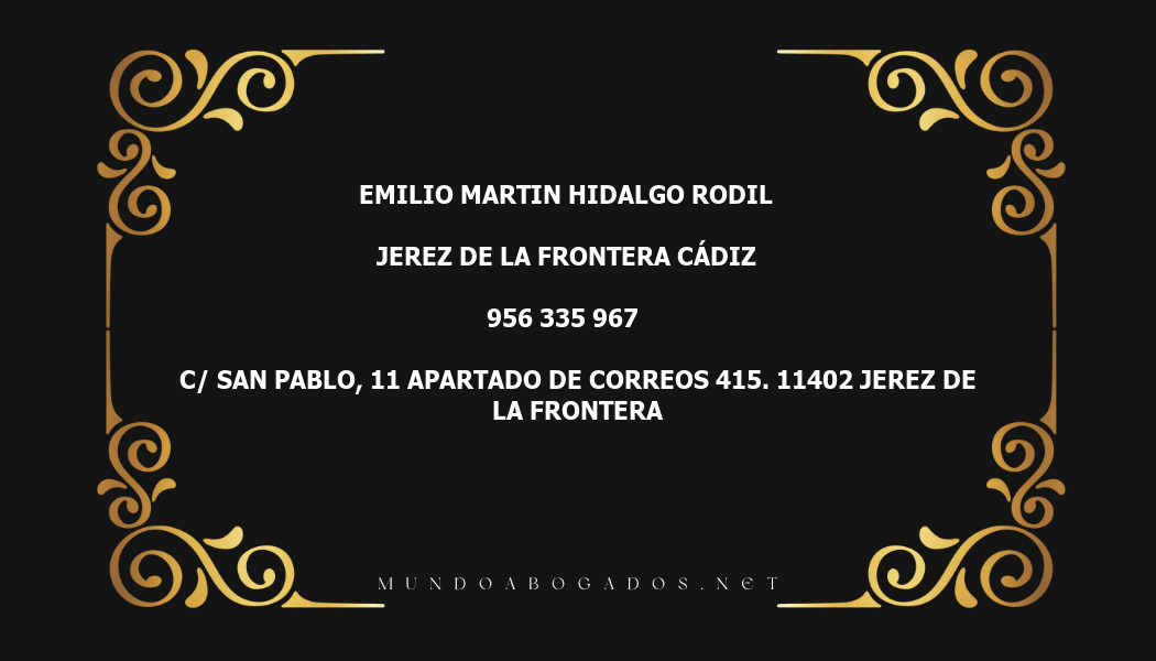 abogado Emilio Martin Hidalgo Rodil en la localidad de Jerez de la Frontera