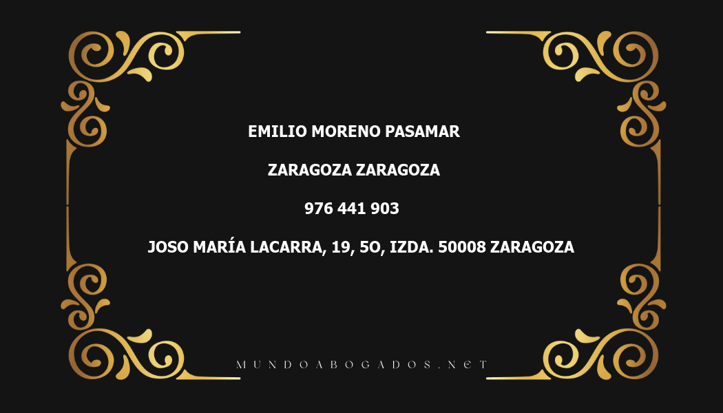 abogado Emilio Moreno Pasamar en la localidad de Zaragoza