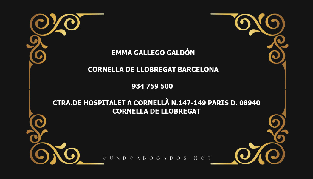 abogado Emma Gallego Galdón en la localidad de Cornella de Llobregat