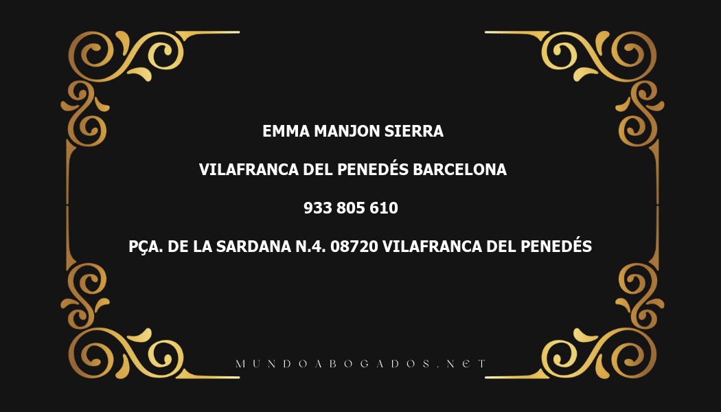 abogado Emma Manjon Sierra en la localidad de Vilafranca del Penedés