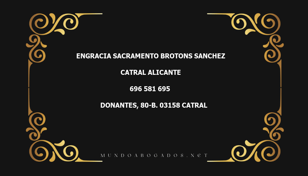 abogado Engracia Sacramento Brotons Sanchez en la localidad de Catral