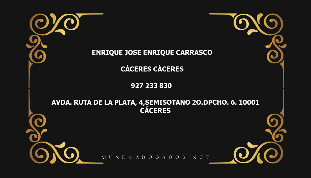 abogado Enrique Jose Enrique Carrasco en la localidad de Cáceres